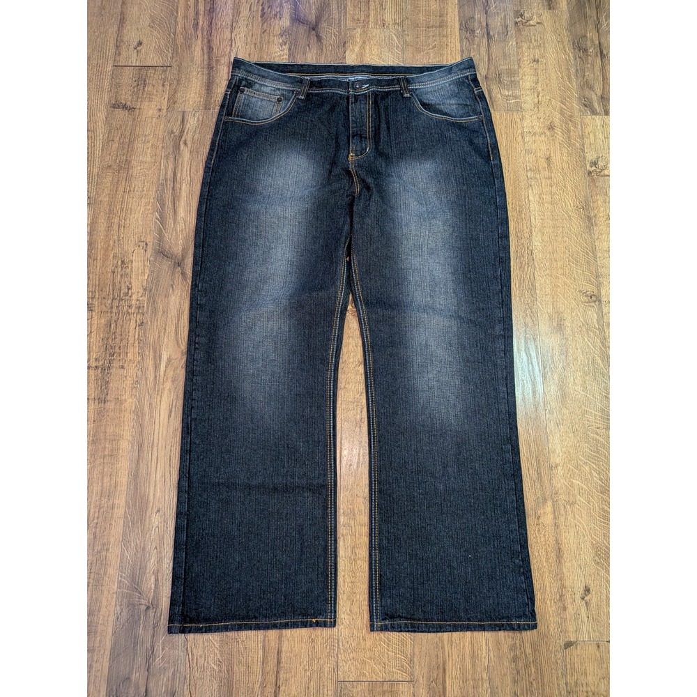Brooklyn Basement Mens Dark Wash Wide Leg Premium Denim Jeans 42x32 Blue
